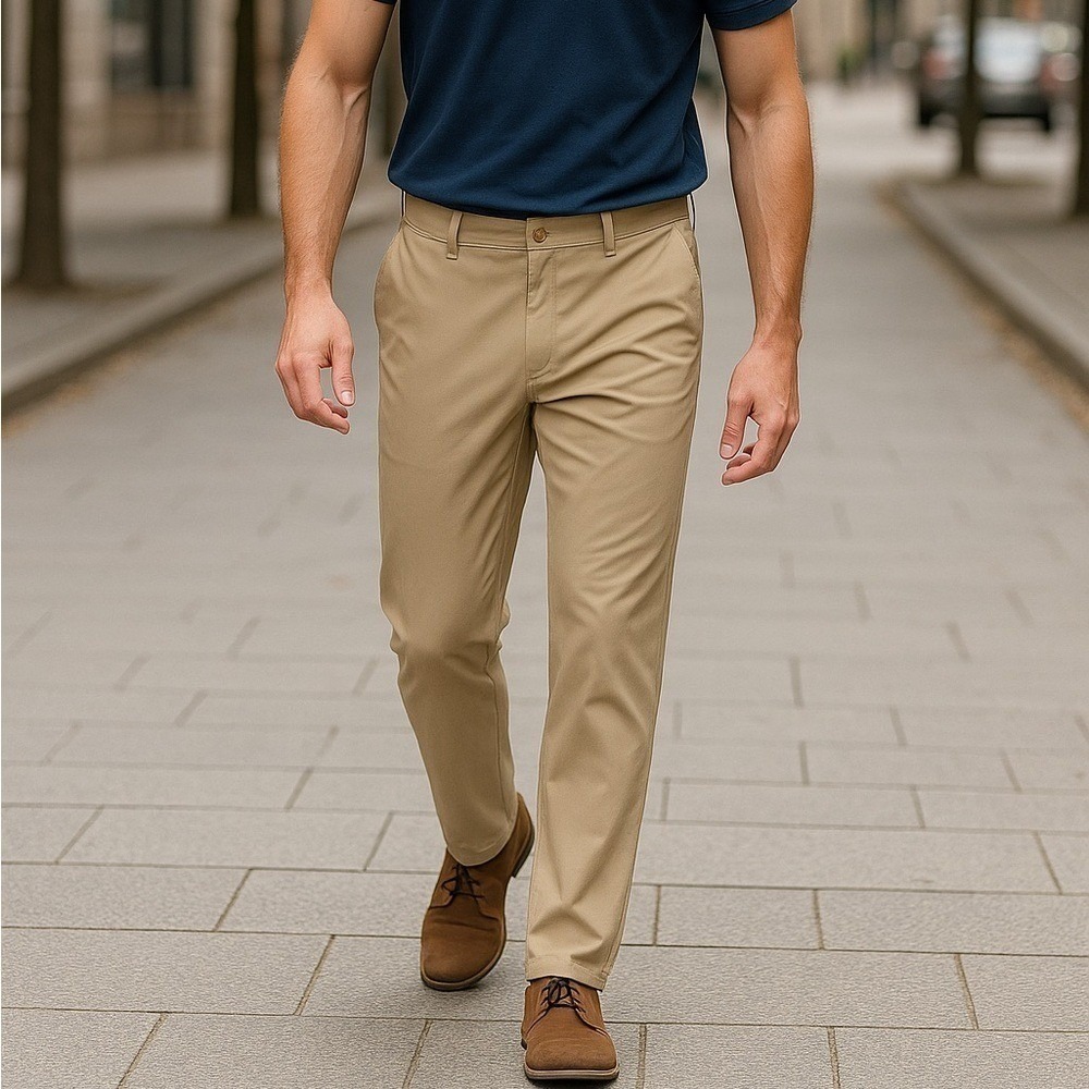 Adidas Men's Khaki Performance Pants – Size 34x32 Regular Fit